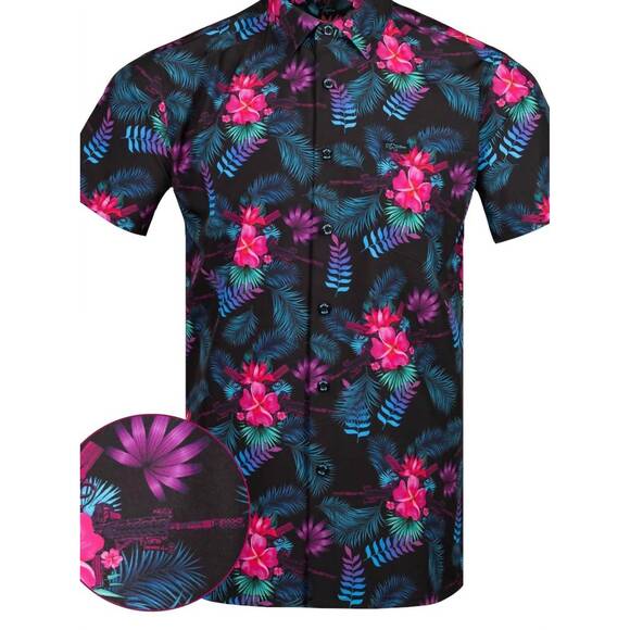 NEW RETRO RIFLE men's tropics button down in purple